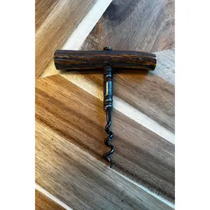 Vintage horn-handled corkscrew with steel worm