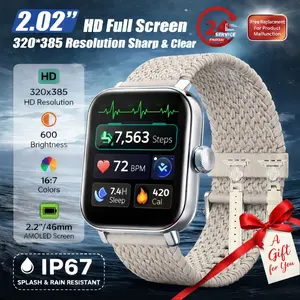 [Valentine Gift] Stylish Metal Smartwatch with 2.02” Large Touch Screen, Smart Notifications and Daily Activity Tracking, Dual Bands Included, Gift-Ready Wearable