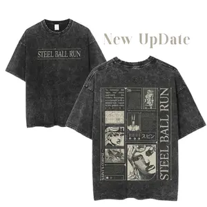 Vintage Steel Ball Run Graphic Tee, JoJo's Bizarre Adventure Design, Bold Manga Art, Unisex Menswear Womenswear Shirt, Anime Apparel