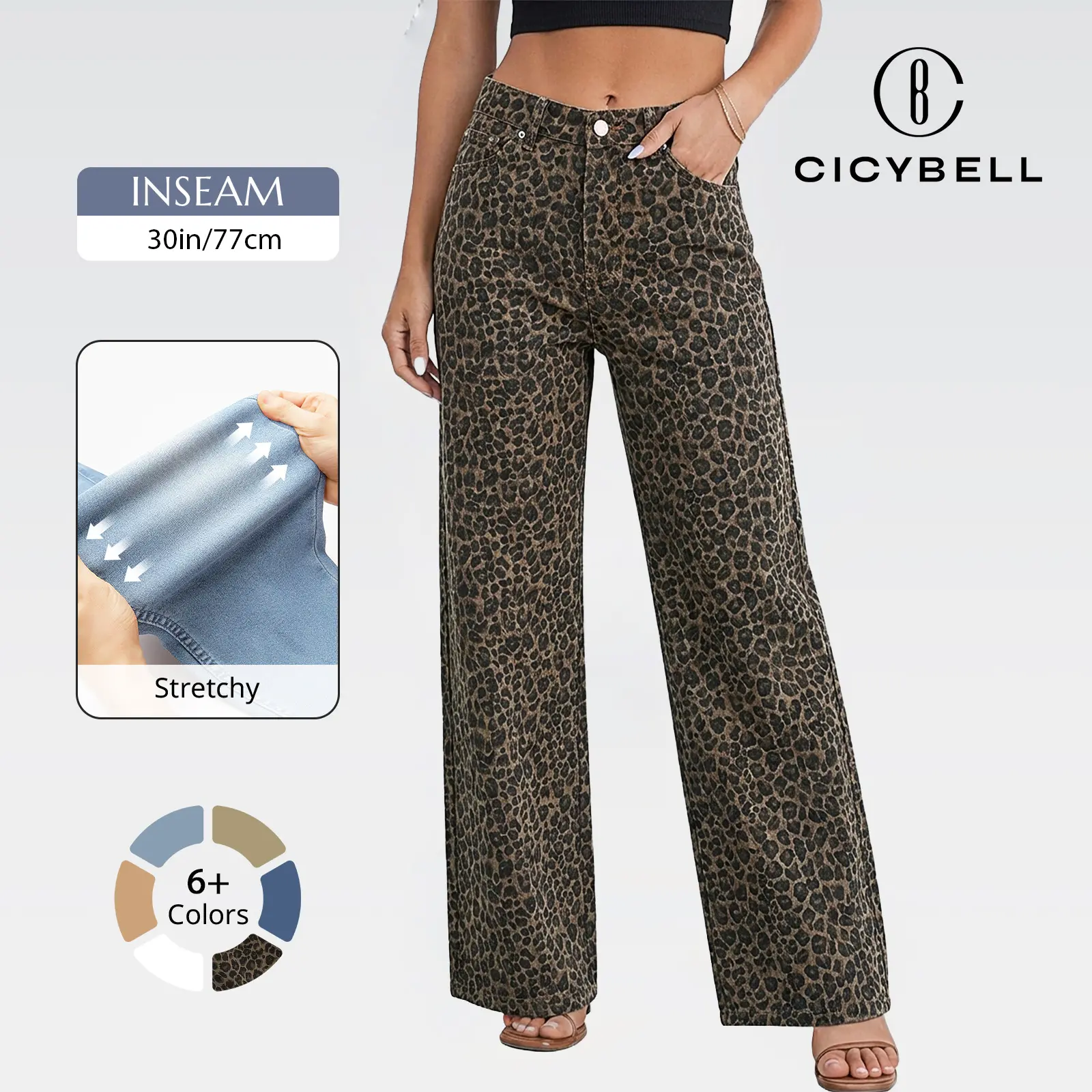 Cicy Bell Womens Wide Leg Jeans High Waisted Boyfriend Loose Baggy Denim Pants with Pockets