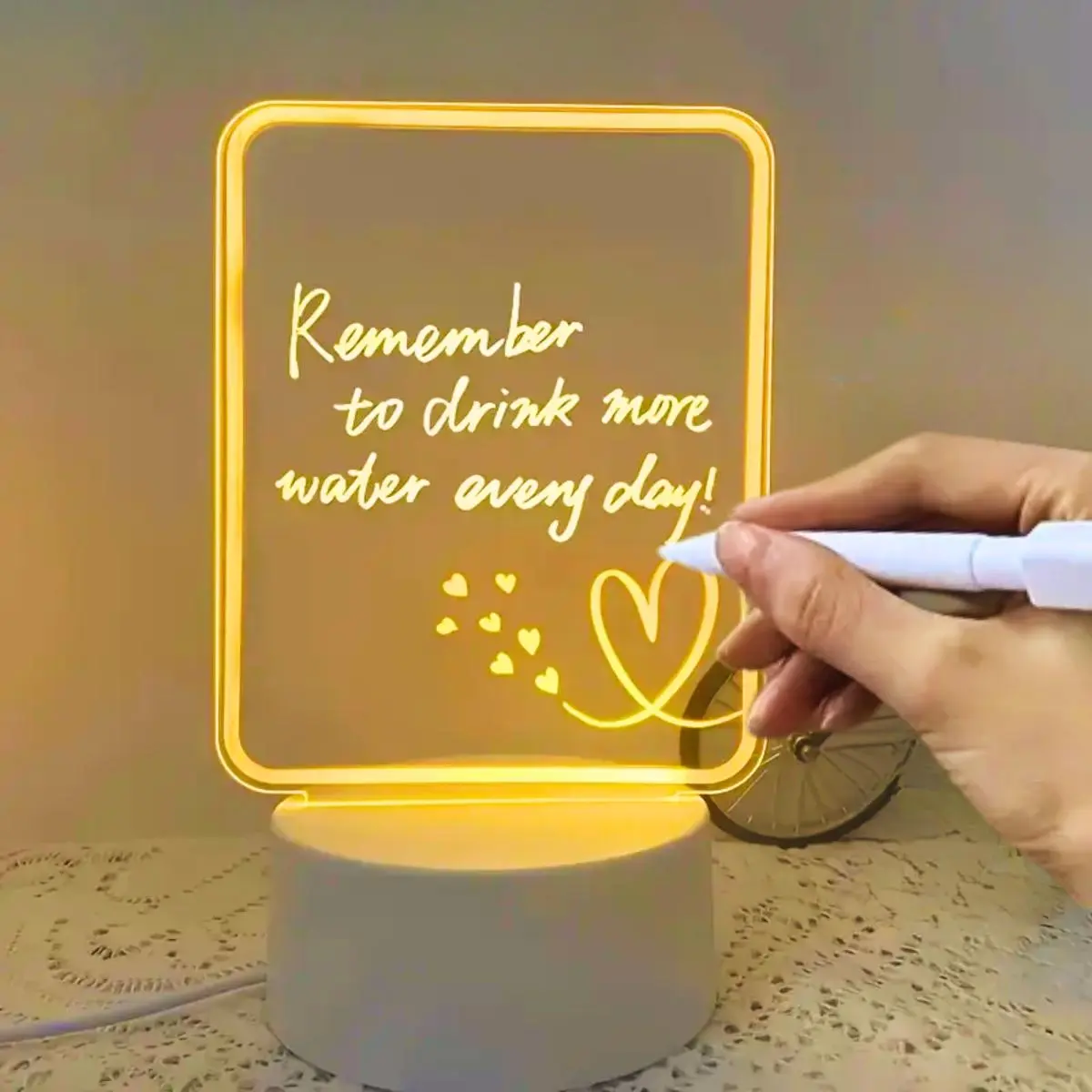 Modern USB Powered LED Message Board, Reusable Warm Light Plastic Writing Surface, Ideal for Bedroom Office Desk Party Decorations, LED Home Decor, LED Signs