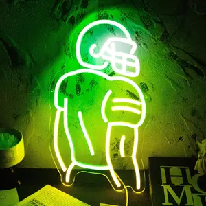 Football Player Neon Sign Brightness Adjustable LED Neon Light for Sports Fans’ Game Room/Man Cave Decor