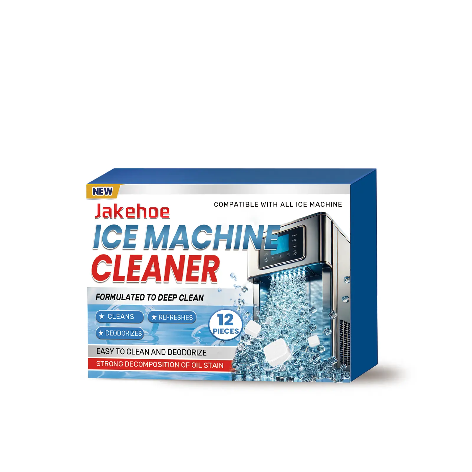 Jakehoe Ice Machine Cleaning Sheets, Tablets & Cloth - Alcohol-Free Household Cleaner for Deep Clean & Daily Care, Descales, Deodorizes, Removes Dirt, Cleaning Tablets, Dirt Removal
