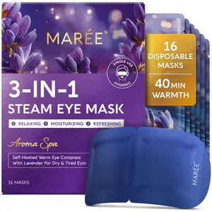 Heated Eye Mask for Dry Eyes MAREE - Lavender Steam Eye Mask - Self Heating Warm Compress for Puffy Eyes & Sleep Relaxation - Warm Compress for Eyes - Spa Gift for Women
