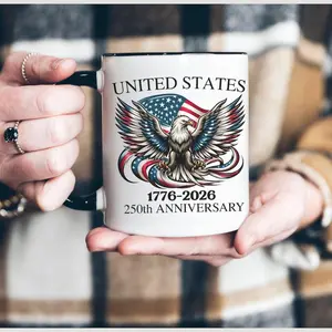 America 1776 mug, USA 250th Anniversary coffee mug, Patriotic 4th of July, Freedom mug, Semiquincentennial souvenir