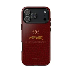 555 Angel Number Phone Case | My Next Chapter Is Beautiful | Burgundy Snake Print Luxury Aesthetic iPhone Case | Manifestation Gift | iPhone