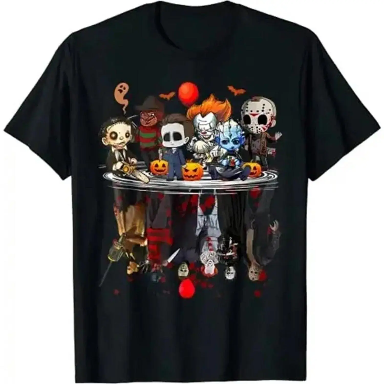 Halloween Horror Icons T Shirt Classic Scary Movie Characters Gothic Style Tee Matching Family Tops Spooky Season Costume Party Apparel