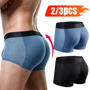 Mens Butt Padded Underwear Gym Athletic Hip Lifting Men's Underwear Mens Mesh Shapewear Boxer Briefs with Butt Enhancing Pads
