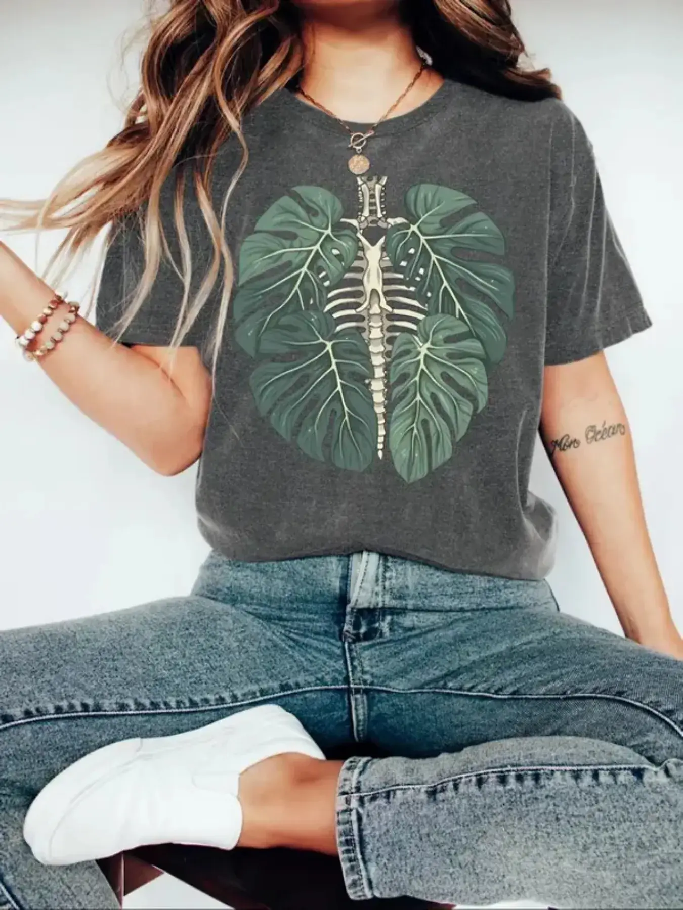 Women's Casual Loose-Fitting Round Neck Plant Print Floral Lightweight T-Shirt, Fashionable Daily Wear Outdoor Top, All Season Women's Clothing