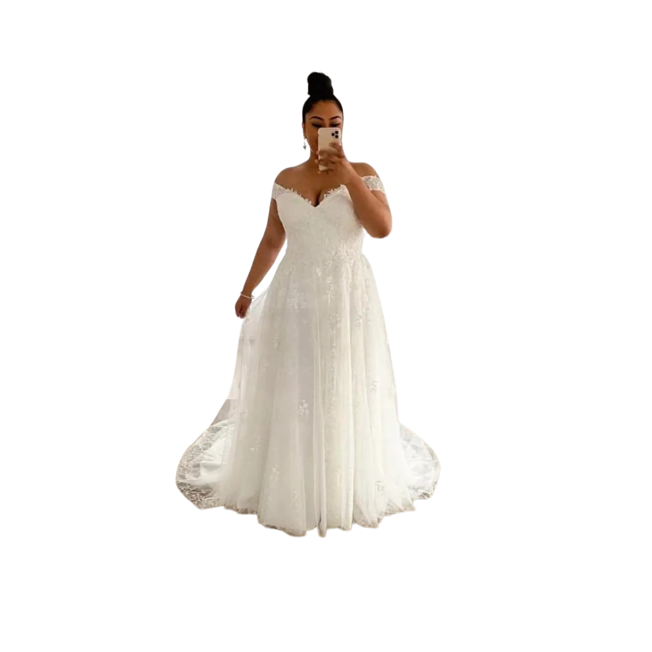 Wedding Dress Plus Size A-Line Off The Shoulder
