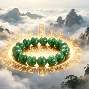 Qinghua Huyuan Bracelet - Green Jade Beaded Accessory for Daily Wear & Meditation - Wood Element Energy for Vitality & Peace - Handcrafted Unisex Design - Eastern Healing Traditions