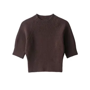 Women’s Cropped Knit Pullover Sweater, Casual Fashion Top, Comfortable and Stylish, Perfect for Daily Wear, Ladies’ Essential Clothing, Knitwear
