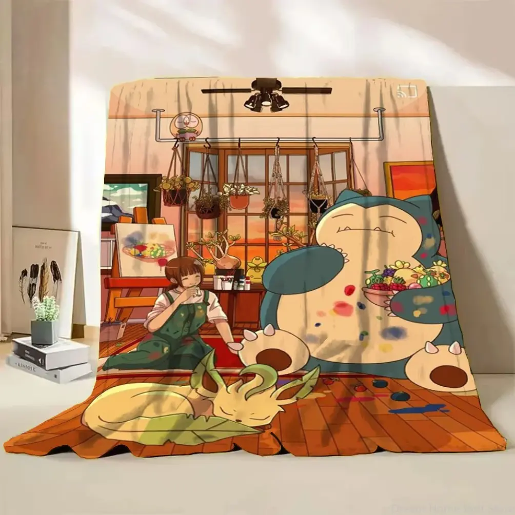 S-Snorlax Cartoon Flannel Blanket – Fluffy Cozy Throw for Kids & Adult Blanket Bedroom, Bed, Sofa, Office, Gift Idea