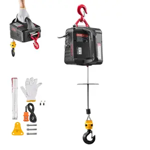 VEVOR 2-in-1 Electric Hoist Winch, 1100 lbs Capacity, 1500W Portable Power Winch Crane, 25 ft Lifting Height, 16.4 ft/min with Manual and Wired Remote Control for Factory, Warehouss, Garage