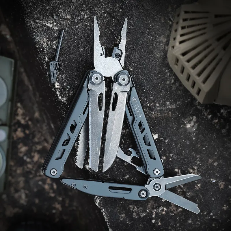 WESVE MT-75 Pocket Sized 15-in-1 CNC Machined Multi Tool - VG10 Folding Knife, Scissors, Compact Folding Pliers for Outdoor Tasks, Camping, Male Gift, 15-In-1 Tools, Rust Resistant