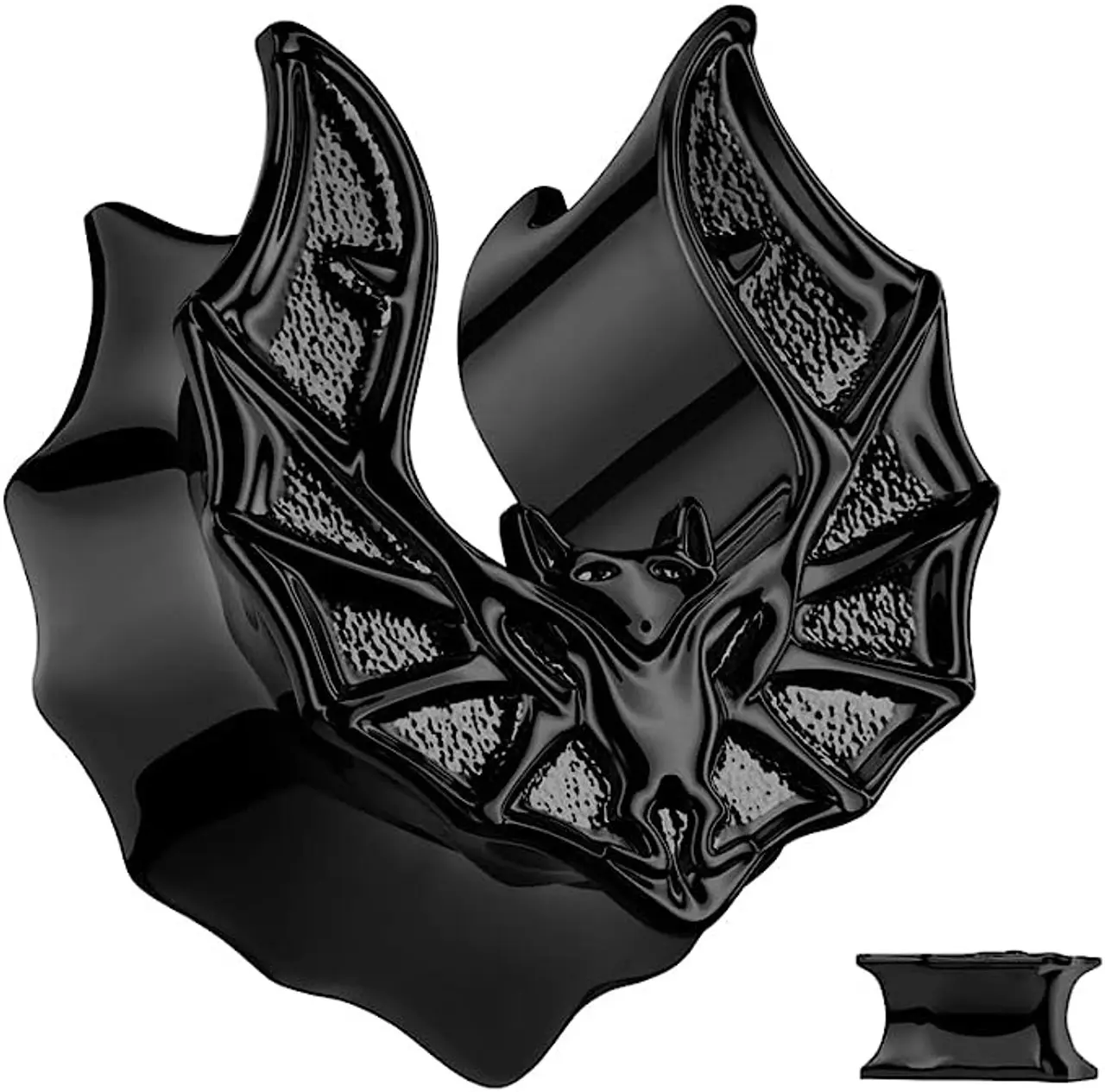 PVD Black Bat Saddle Spreader Ear Gauges Spooky Gothic Ears Plug Tunnel Expander Stretchers Earring Piercing