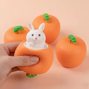 Cute Radish Rabbit Squeeze Toy, Creative Animal Rabbit Design Stress Relief Toy, Soft Squishy Fidget Toy for Anxiety Relief and Relaxation Funny Prank, Gifts for Kids and Adults