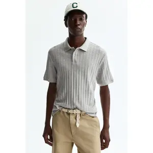 H&M Slim Fit Textured jersey polo shirt