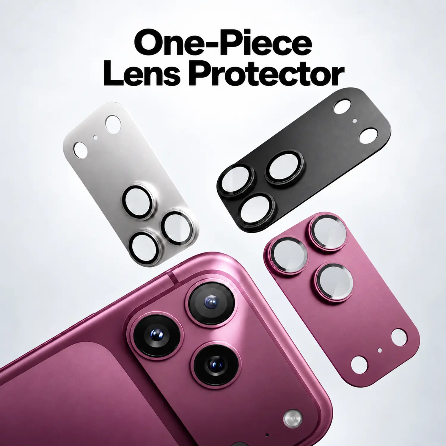 1-Piece Camera Lens & Module Protector for iPhone 18/17 Series, Metal Frame Glass Cover, Not Easy to Break, Strong Adsorption, Case-Friendly, Full Coverage, Full Lens Coverage