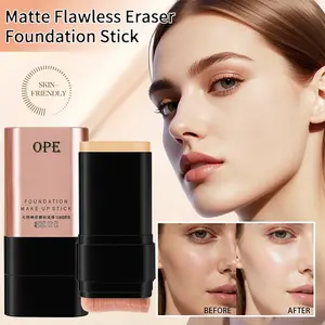 Dual-Ended Foundation Stick Multi-Functional with Brush Head Lightweight Waterproof Concealer Natural Matte Finish Makeup