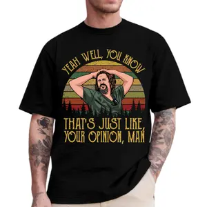 Just Your Opinion Man The Dude Shirt, The Big Lebowski, Slacker And Bowler Jeffrey "The Dude" Lebowski Shirt, Funny Movie T-Shirt, Casual Short Sleeve T-Shirt for Men and Women
