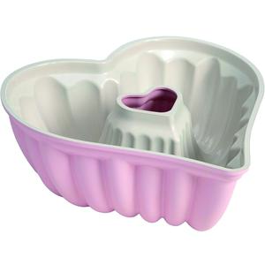 Heart Shaped Fluted Cake Pan, Cast Aluminum with Clean Ceramic Nonstick Bakeware, Dishwasher Safe, Made without PFAS, PFOA, PFOS & PFTE, Pink