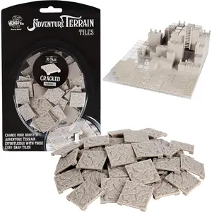 Monster Adventure Terrain - 50pc Cracked Style Tile Expansion Pack Paintable 1"x1" Tile Set - Compatible with RPG - Great Christmas Gift Idea