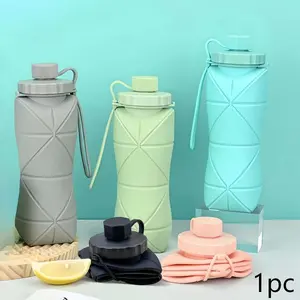 600ML Foldable Water Bottle, Silicone Material, Drop-Resistant, Portable Outdoor Sports Travel Mug, Heat-Resistant Folding Cup
