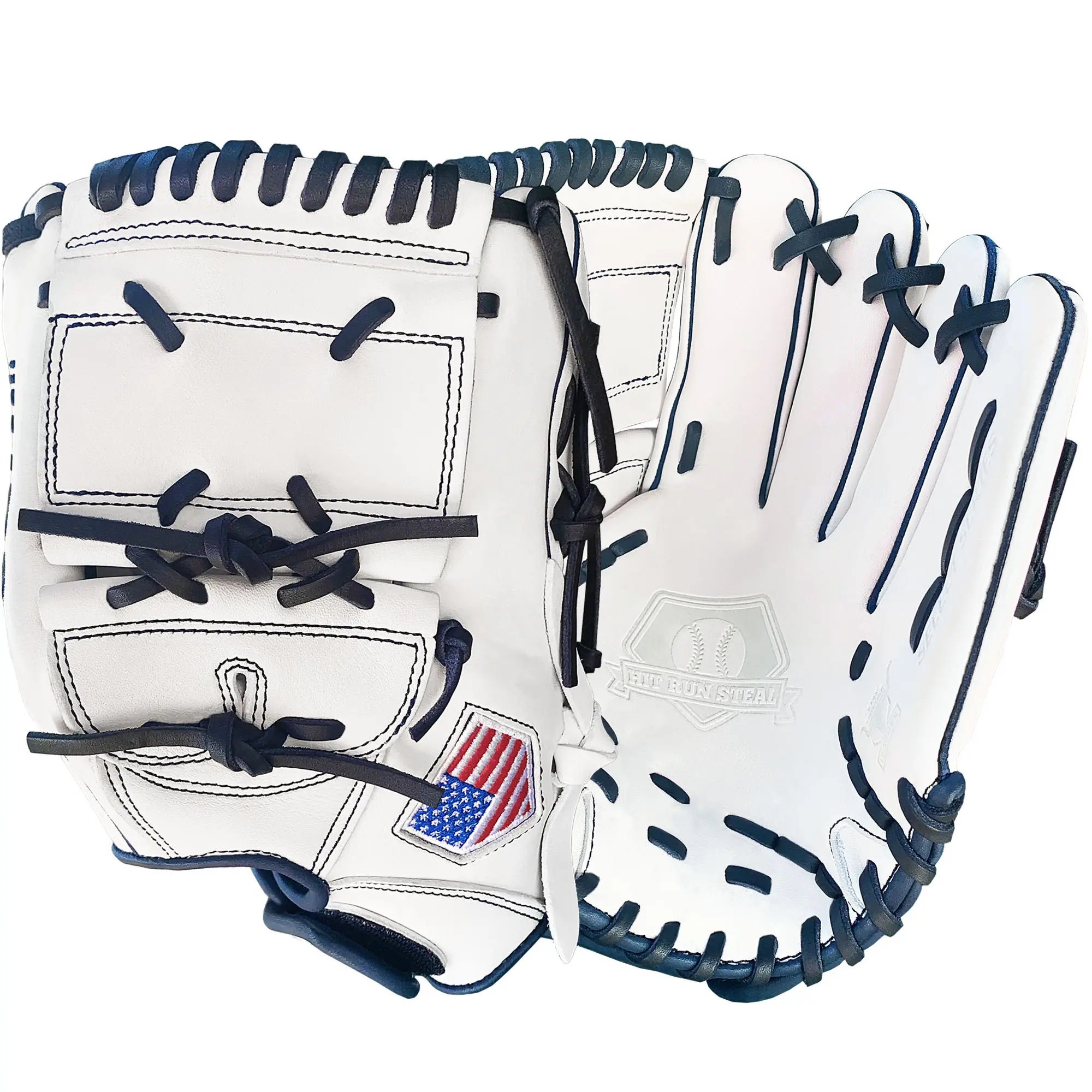 Hit Run Steal 12 Inch Softball Pitcher's Mitt, American Steerhide Leather Baseball Mitt with 2-Piece Closed Web, Lightweight Design for Youth & Adult Players