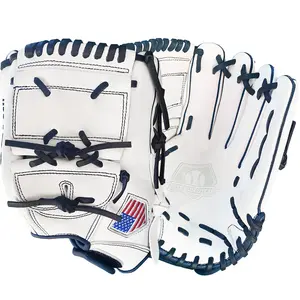 Hit Run Steal 12" Softball Glove - White & Navy Blue - 2 Piece Web