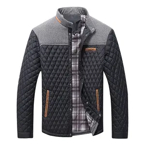 Grandclad men's Diamond Quilted Puffer Down Jacket Lightweight Business Casual Button Down Shirts