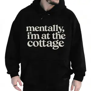 Mentally I'm At The Cottage Bookish Hockey Romance Top Heated Rivalry Reader Tee BookTok Aesthetic Shirt Cozy Romance Reader Gift Made In USA For Women For Men [MaleStyles 180G/230G 100% cotton short-sleeve/hoodie, soft and comfortable]