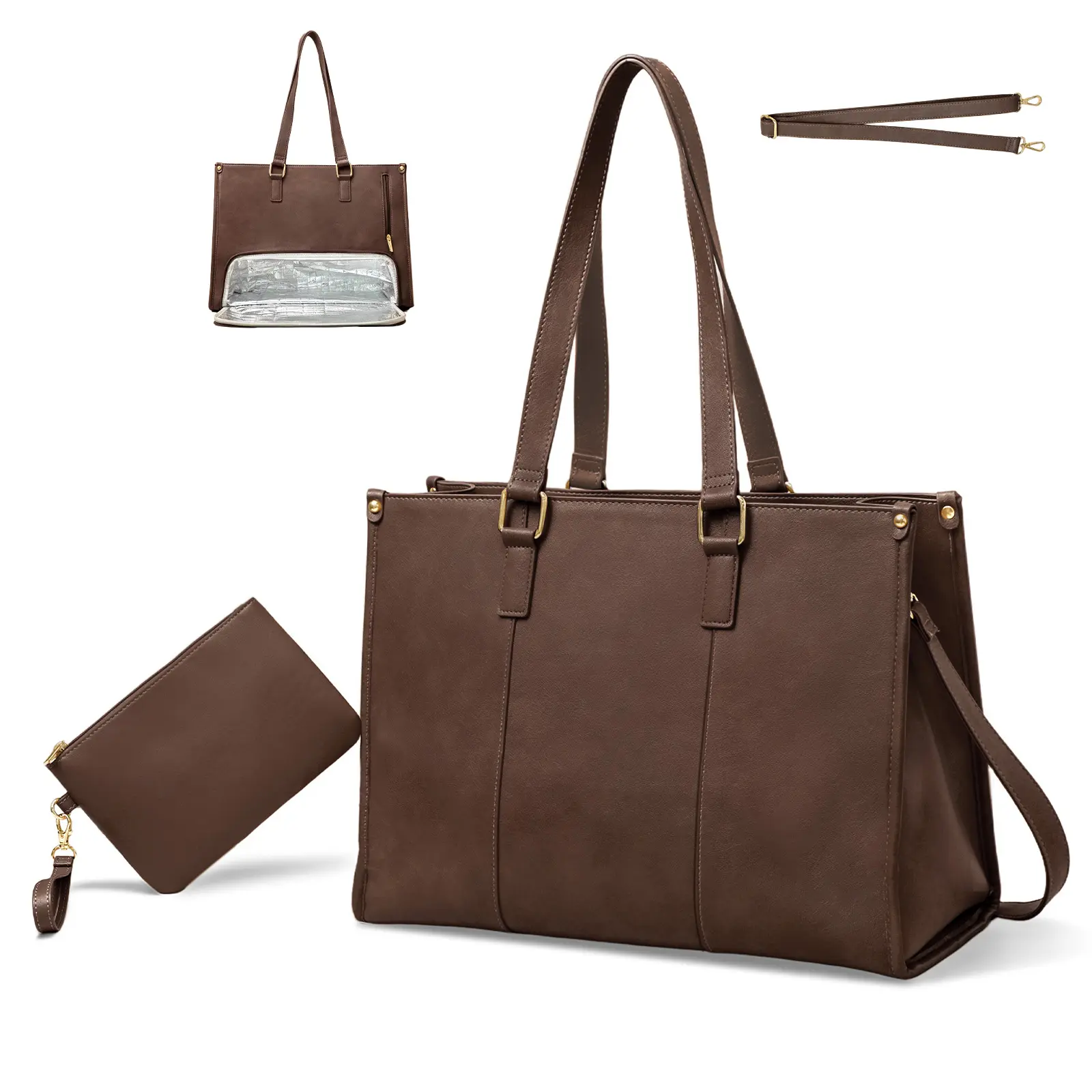 【Back To School】Miss Fong x Omanmoli Lunch Tote Bag for School University, Office Work Bag Purse for Women, with an Insulated Layer, a Wallet, Interchangable Crossbody Straps, Carry-on Shoulder Bag Handbag for iPad, Laptop, Bible, Teachers/Nurses Day