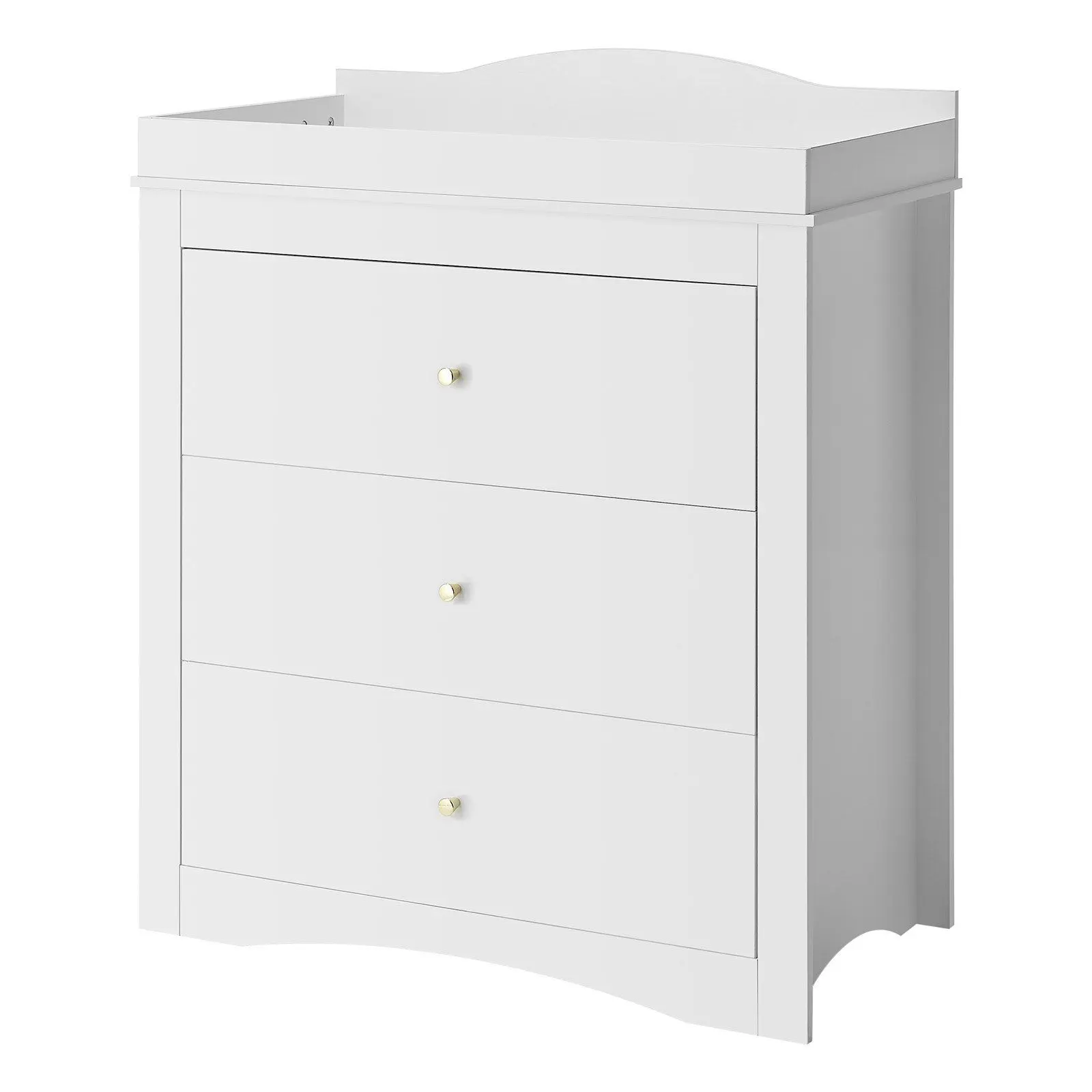 White Baby Diaper Station Changing Table Dresser with 3 Drawers, Adjustable Height, Anti-Rollover, Easy to Clean, Scratch Resistant