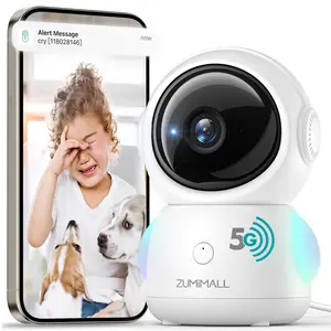 ZUMIMALL Indoor Security Camera , 5G/2.4G WiFi 24/7 Recording Camera, 2K Wired Pet Camera for Home Security, One-Click Call, Auto Tracking, Cry/PIR/AI Detection, Alexa/ONVIF/Cloud