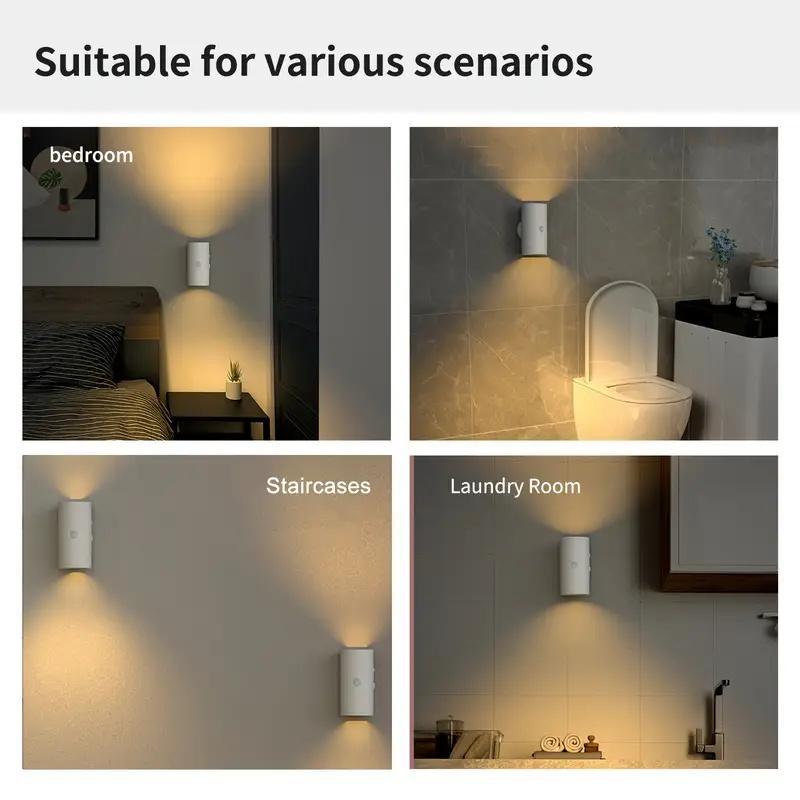 LED Wall Lights with Motion Detection Magnetic RGB Motion Sensor Lights Rechargeable Night Lights Adjustable RGB Gradient Ambient Lighting Battery Operated Ideal for Bedroom Living Room And Cabinet Decoration