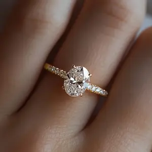 This Elegant Cubic Zirconia Copper Engagement Ring Features an Oval Cut And a Four-Prong Setting, Embodying a Luxurious Wedding Style, Perfect As a Valentine'S Gift for Everyday Wear - Four Seasons Jewelry anniversary