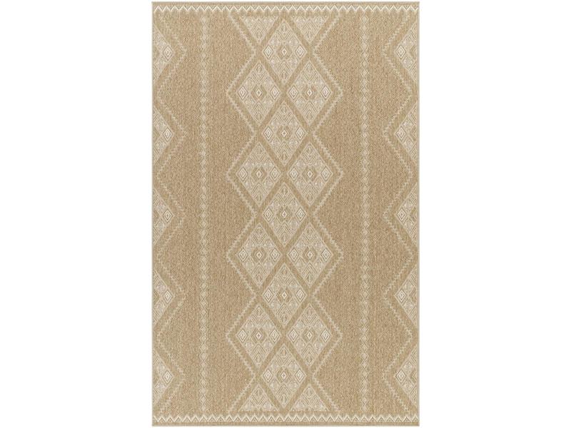 Livabliss Machine-Woven Tan & White Polypropylene Flatweave Outdoor Rug - 7' 10" X 10'' Rectangle, Classic Style, Home Decor for Terrace/Deck, Model PMB2314-71010 (Pismo Beach PMB-2314)