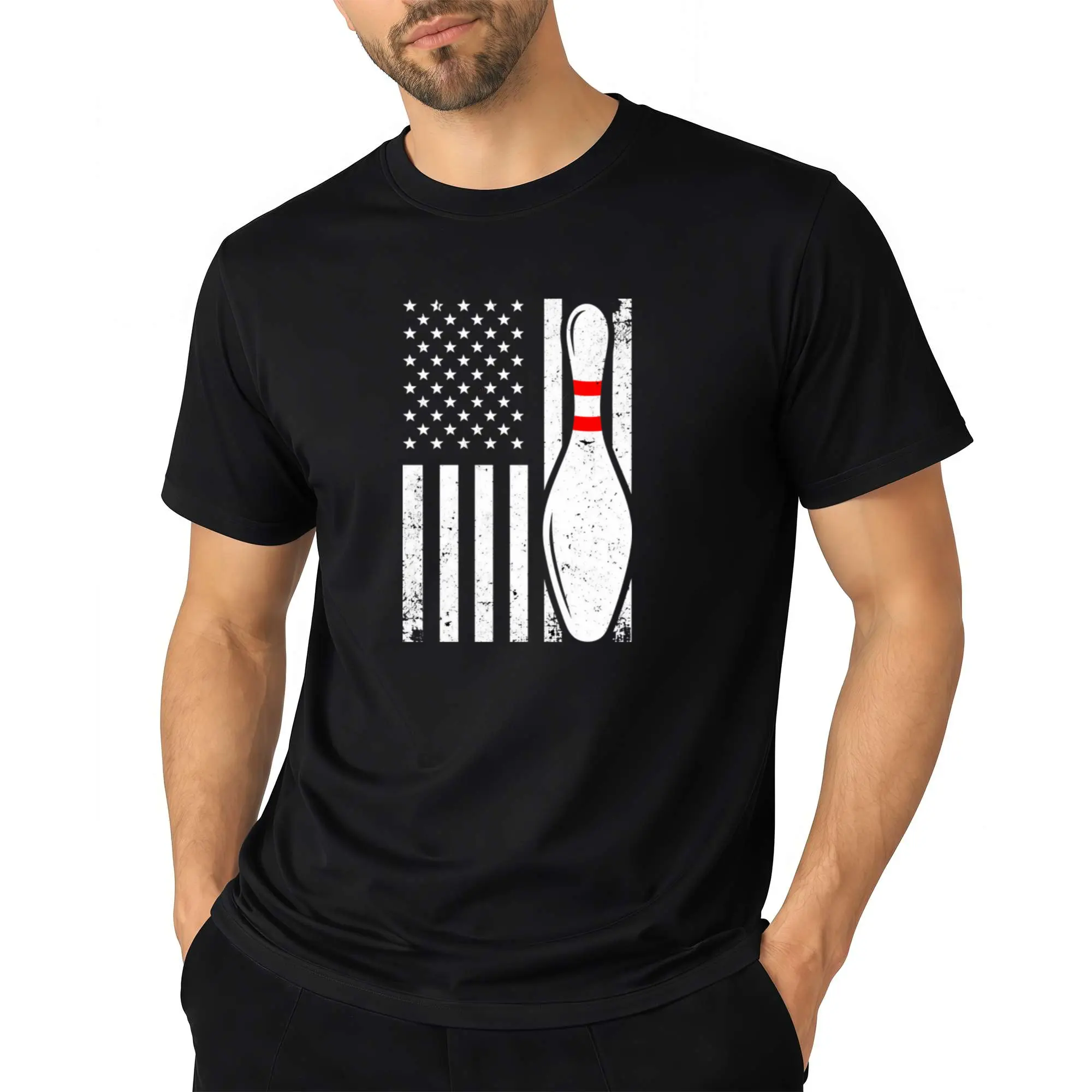 Cool Bowling Design for Men Bowler Bowling Pin Sport T Shirt Unisex Casual Crew Neck Short Sleeve Tee Regular Fit Shirt for Suitable for Outdoor Enthusiasts and Daily Wear Playful Design Classic Cotton