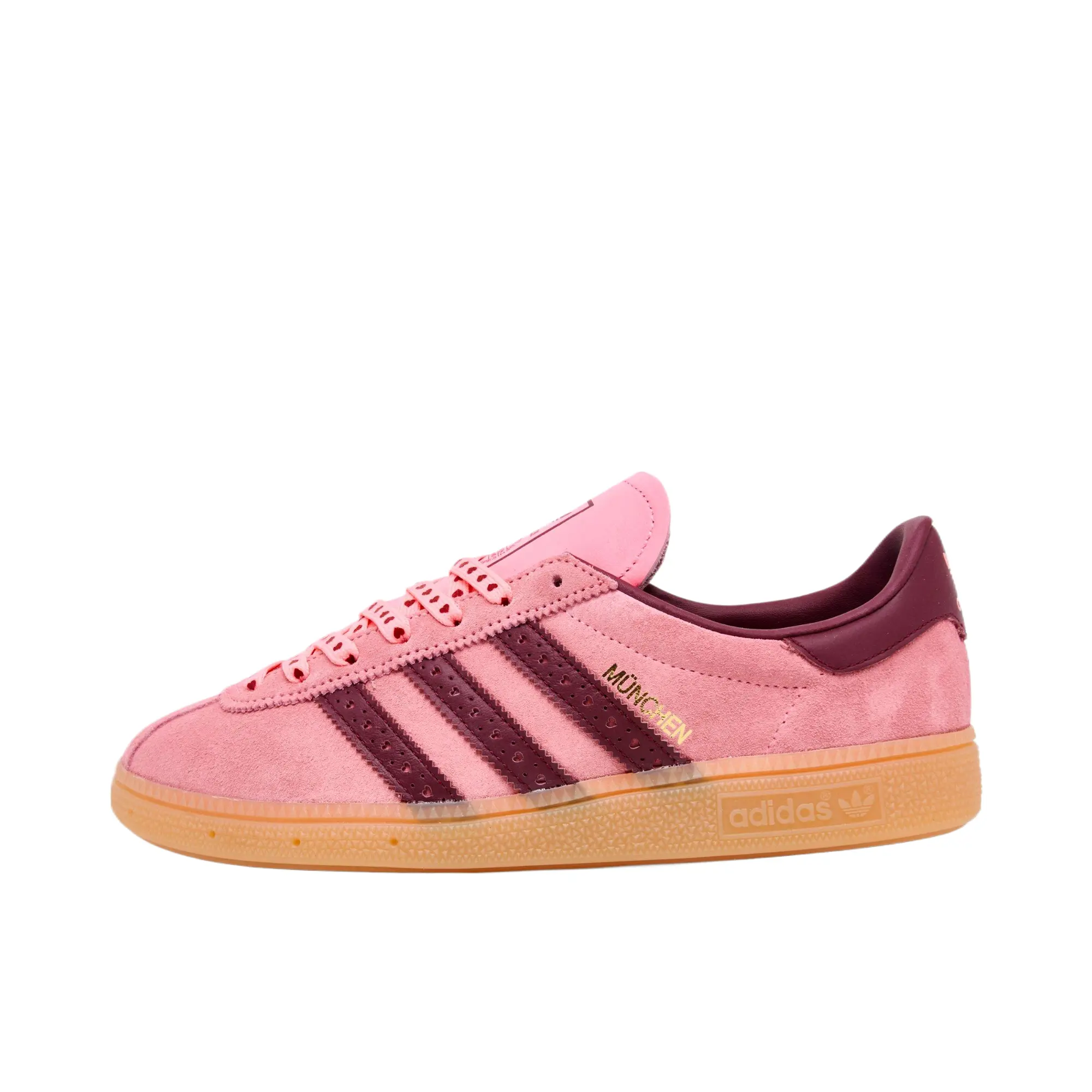 adidas Women's München 'Valentine's Day' Leather Retro Sneaker - Red & White, Runs Small, Everyday Walking Sports Footwear