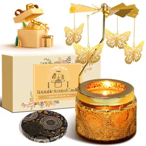 Golden Butterfly Candle Set,Rotating,Scented Candle,Anniversary,Holiday,Halloween,Christmas,Thanksgiving,Holiday,Birthday Gift,Rose Sandalwood Candle,Can be used for Yoga,Spa,Massage or Meditation,Gift for Girlfriend,Sister,Mother,promote sleep