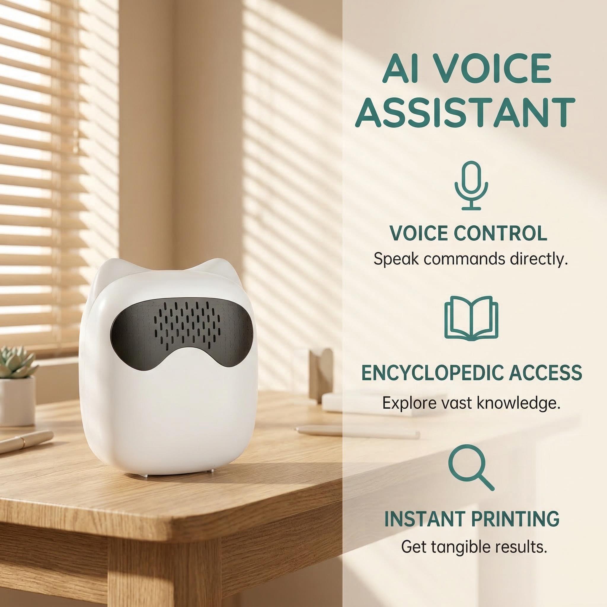 Smart Voice Control Thermal Printer, Bluetooth Portable Mini Printer, Inkless for Students, Office & Scrapbooking-YY