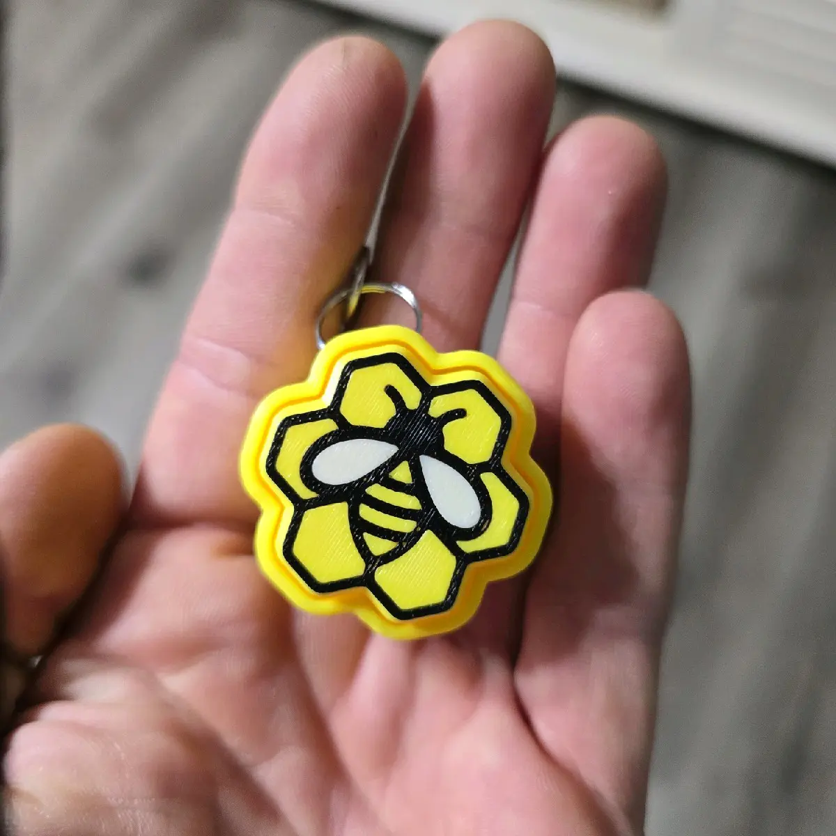 Buzzing Fidget Keychain | Honeybee on Honeycomb