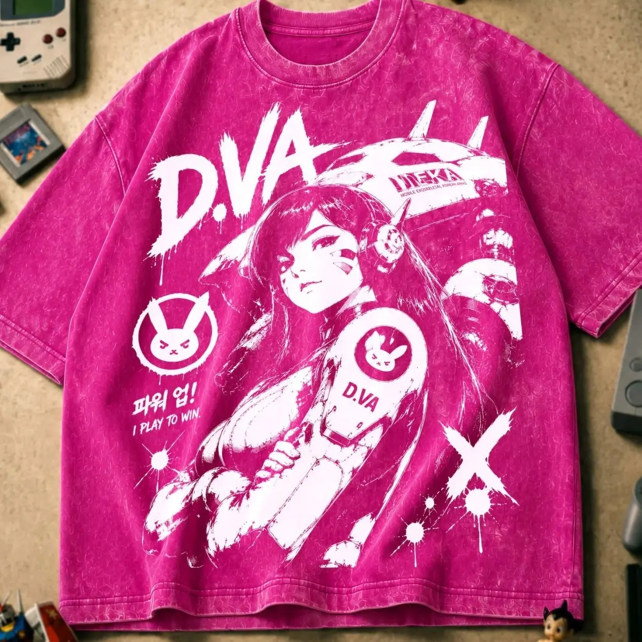 Vintage Overwatch D.Va Vintage Washed Shirt, D.Va MEKA Graphic Tee, Gamer Hoodie Sweatshirt, Anime Style Unisex Gift for Overwatch Fans. EFP