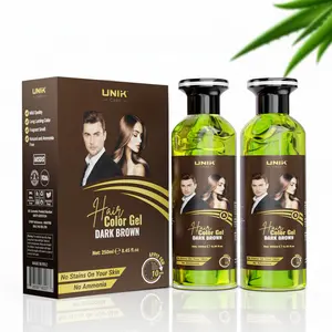 UNIK Professional Hair Color Gel - Dark Brown or Natural Black, 2x250ml Pack | Ammonia-Free, Safe, and Effective Hair Dye for Men & Women