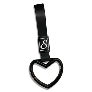 Black Heart Shape Tsurikawa Car Accessory