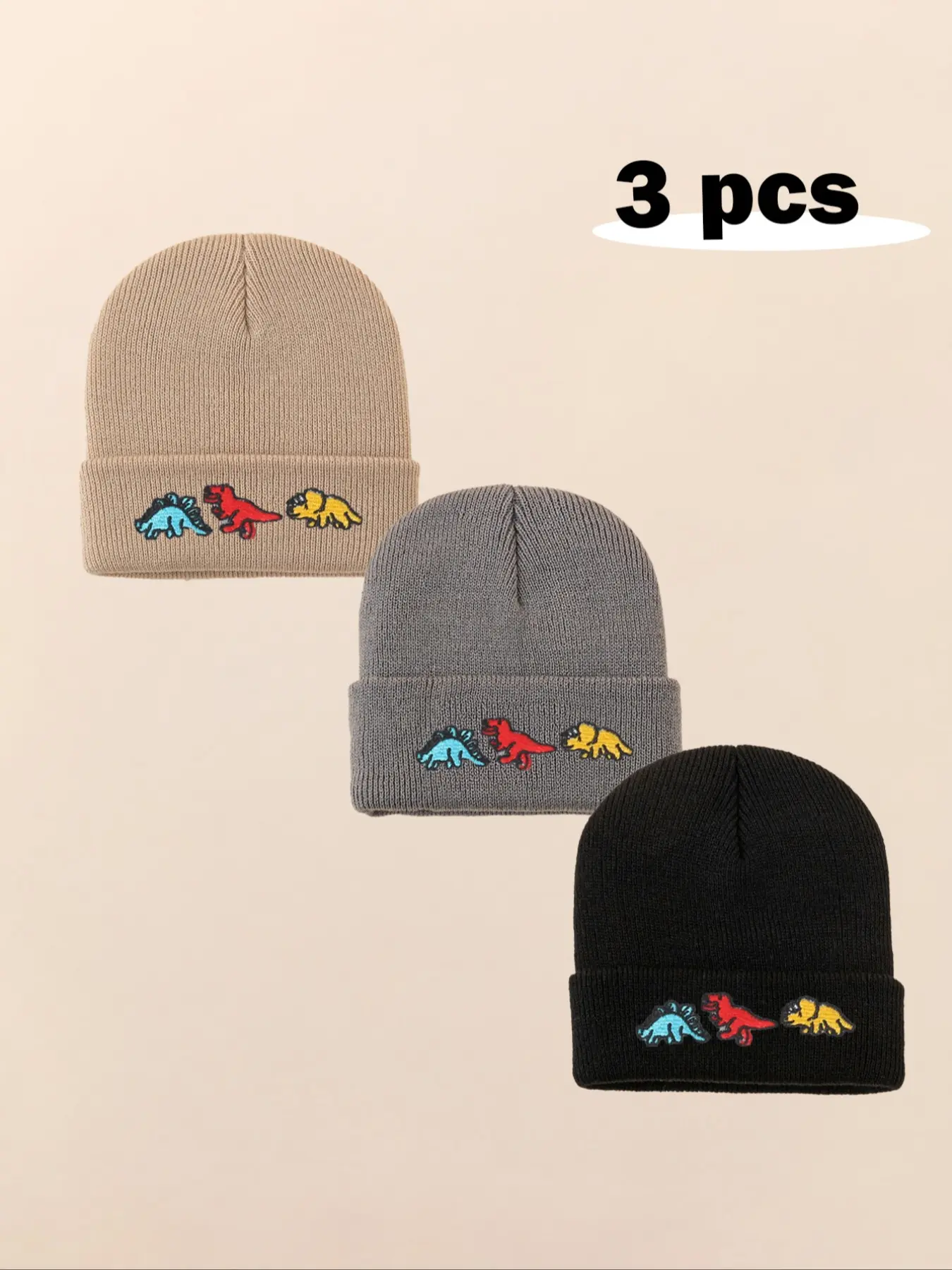 3pcs Baby Beanie Hat Set, Infant Newborn Toddler Winter Warm Knit Cap, Casual Letter Pattern, Fall & Winter Outdoor Accessories Knitting Beanie Beanies