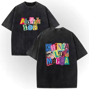 ICE OUT Anti ICE Magazine Letters Unisex Tshirts! |  100% Cotton Double-Sided Vintage Washed Chinga La Migra Graphic Tee # AbolishIce # IceOut # HumanRights # 100CottonTee # DoubleSidedTee # NoOneIsIllegal # TikTokMadeMeBuyIt # TikTokShop Casual Breathabl