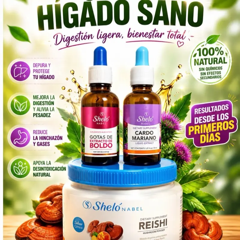 Sheló Nabel Wellness Herbal Combo | Reishi Powder + Milk Thistle Liquid Extract + Boldo Extract