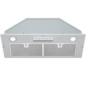 Awoco Built-in/Insert Stainless Steel Range Hood, for Wood Hood, 11-3/4"D, 4-Speed, 6” Round Top Vent, 600 CFM, LED Lights, Mesh Filters, RH-BQ-MESH